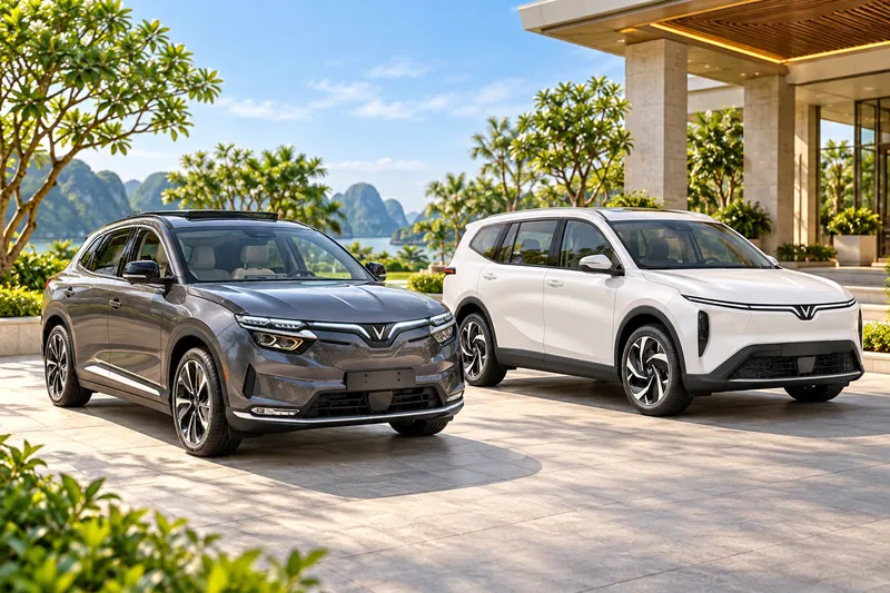 Minh họa VinFast VF 8 và Limo Green