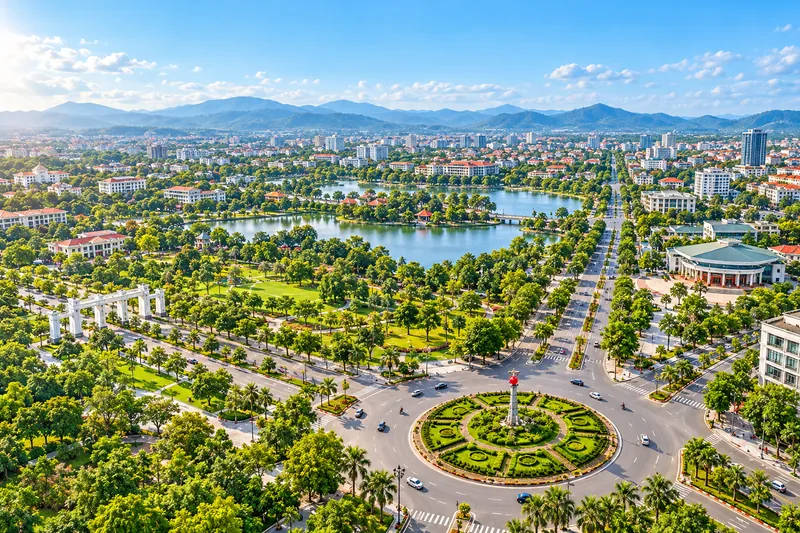 Góc tổng quan đô thị và công viên Vĩnh Yên — ảnh minh họa
